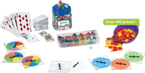 Classroom Probability Kit Cards, Counters, Dice, Spinners, Coins, Bills And Combination Of These Mathematical Manipulatives