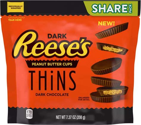 Reese's Peanut Butter Cup Dark Chocolate Thins Pouch - 7.37Oz / リーシーズ 薄型 ピーナッツバターカップ ダークチョコレート 208 G [並行輸入品]