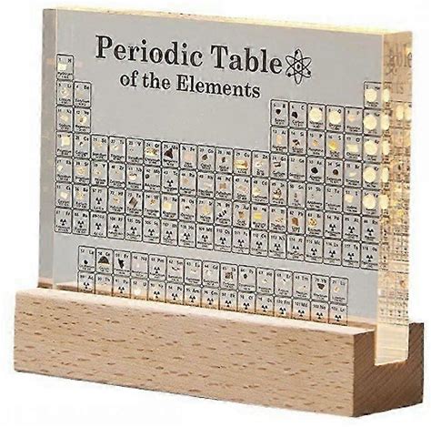 Periodic Table With 83 Real Elements, USB Light Base, Classroom Science Gift