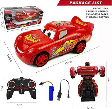 Lightning Mcqueen 2In1 Remote Control Car Transform Robot Rc Deformation Car Anime Model One Button High Speed For Kids Toys With Box