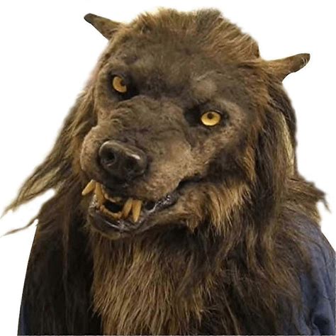 1 Werewolf Mask Glowing Eyes Movable Ears And Chin For Halloween Cosplay Party (Brown)
