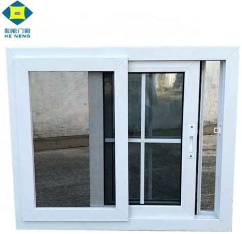 China Supplier Hot Sale 2 Rail Track White UPVC Profile Sliding Windows With Grill And Fly Screen