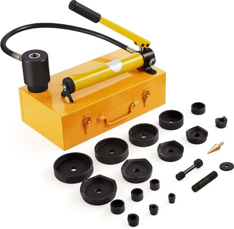 15 Ton Hydraulic Knockout Punch Driver Kit Hole Tool 1/2"-4" With 10