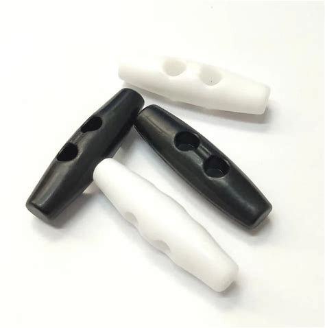 Wholesale DIY Shiny White Black Oval Toggle Buttons 2.5cm-5cm Plastic Overcoat For Clothing Decoration Polished Techniques