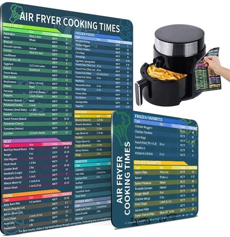 Pressure Cooker Cheat Sheet Magnet Set, Air Fryer Quick Reference Guide Fahrenheit Degree Cook Times