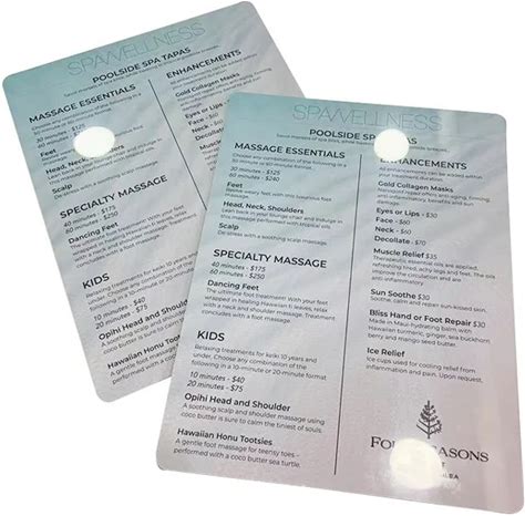 Free Design Factory Custom A4 Size Glossy Matte Finish PVC SPA Menu Printing Wine Drinks Restaurant Menu