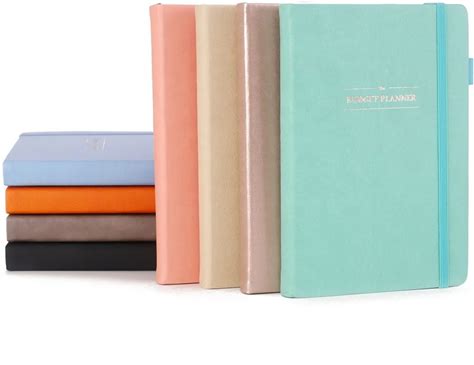 Personalized A5 Size Leather Hardcover 12-Month Yearly Budget Book For Gift With Saving Debt Expense Trackers Back Paper Pocket