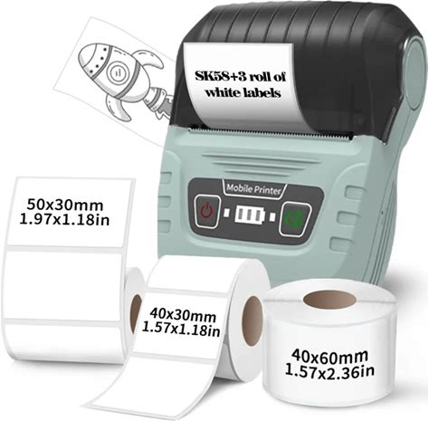 Wireless Label Printer SK58 Inkless Bluetooth Thermal Label Maker Adhesive Label Sticker Machine DIY