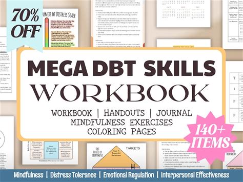 DBT Mega Bundle Workbook Coping Skills Worksheets DBT Cheat Sheet Journal Therapy Tools Mental Health Counseling Dialectical Behavioral DBT
