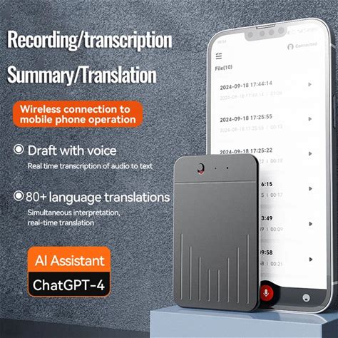 A3 AI Intelligente Voicerecorder Chatgpt Audio-App Telefoongesprek Opnemen Transcribe Summarize