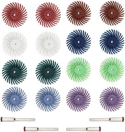 16PCS Abrasive Brush Wheel Radial Bristle Disc Mixed Buffing Brushes Set With 4X Mandrels For Rotary Tool