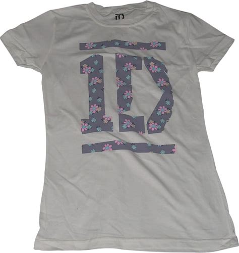 One Direction 1D Floral Logo Girls Junior Tee T Shirt X-Small White