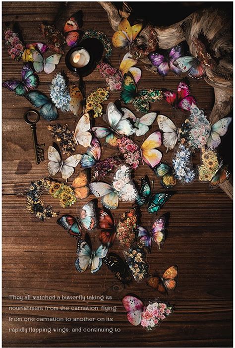 Retro Notebook Decoration Material Stickers DIY Decorative Sticker For Labels, Red Moon Butterfly