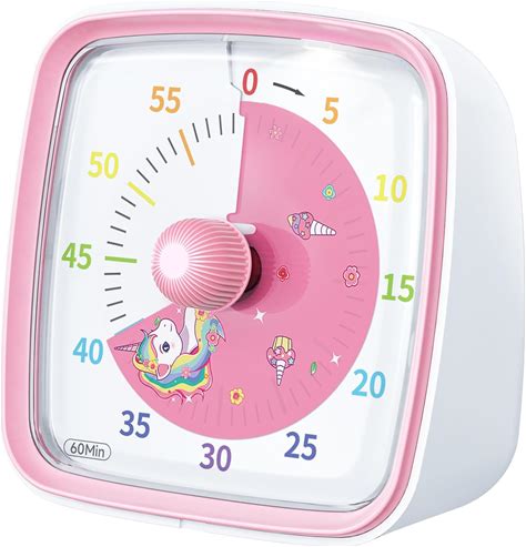 60-Minute Visual Timer With Night Light, Countdown Timer For Classroom Home Kitchen Office, Pomodoro Timer With Unicorn Pattern For Kids And Adults