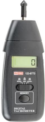RS PRO Tachometer Best Accuracy ±0.05 % - Contact LCD 19999Rpm, 1238773