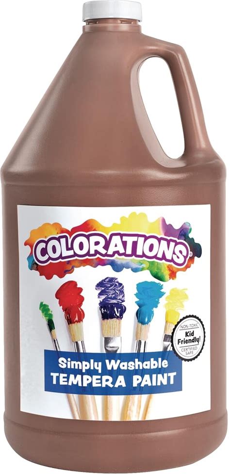 Colorations Paraben-Free Washable Tempera Paint For Kids - 1 Gallon Value Size. Vibrant Brown Non-Toxic And Made In The USA