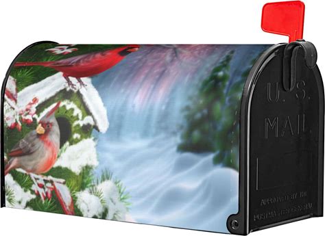 Identiy Christmas Red Cardinal Birds Mailbox Covers Magnetic Standard Size Winter Cardinals Magnetic Mailbox Covers Mailbox Wraps Post Letter Box