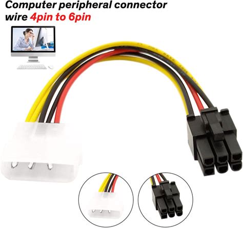 4 Pin Molex To 6 Pin PCI-Express PCIE Video Card Power Converter