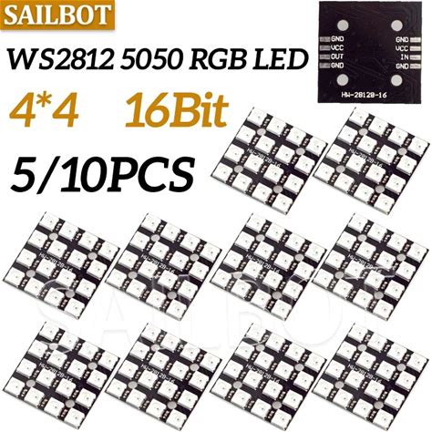 5/10PCS 16Bit RGB 4X4 44 LED WS2812B WS2812 5050 RGB LED Matrix Geïntegreerde Drive Drivers Board