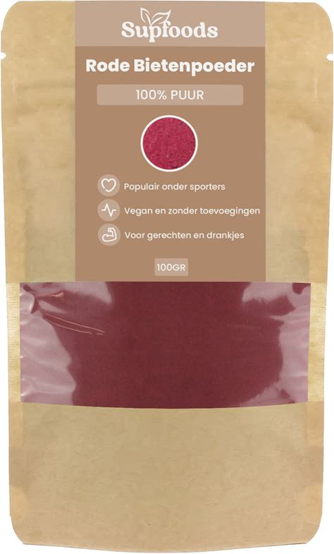 Rode Bieten Poeder 100% Puur - 100Gram - Beetroot Powder Bevat Van Nature Ijzer - Beetroot Is Perfect Voor Smoothies En Gezonde Recepten - Alternat...