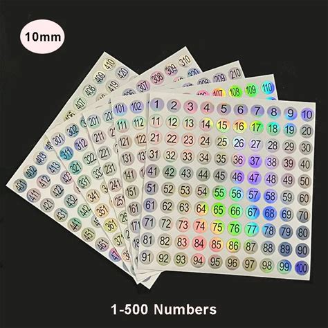 5 Vel (1-500) Laser Nummer Sticker Label Voor Nagellak Kleur Tips Display Markering Stickers Nummers