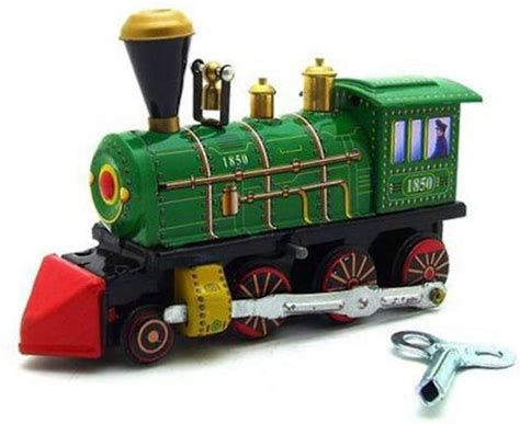 Train Pull-Up Toy Vintage Pull-Up Toy Green Locomotive Toy Clockwork Toy Tin Car Toy Pull-Up Train Toy