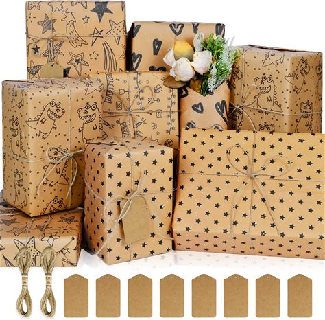 Wrapping Paper Set Eco Gift Wrapping Paper Folded Sheets Birthday Gift