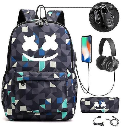 (4)Dj Marshmello Backpack Kids School Bag Women Bagpack Teenagers Schoolbags Canvas Student For Boy