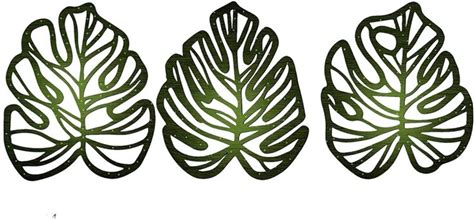 Palm Leaves Wood Wall Decor , 3Pcs Tropical Wall Art Jungle Decor, Wooden Natural Leaves Plant Wall Decor Green