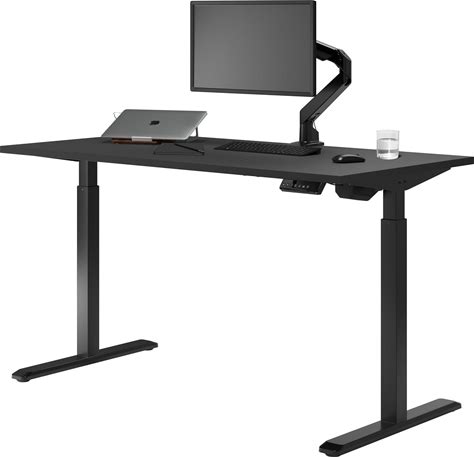 Desky Single Electric Height Table – Ergonomic Workstation With 47.2 X 29.5 in Black Surface – Motorised Height Range For Home Office Productivity