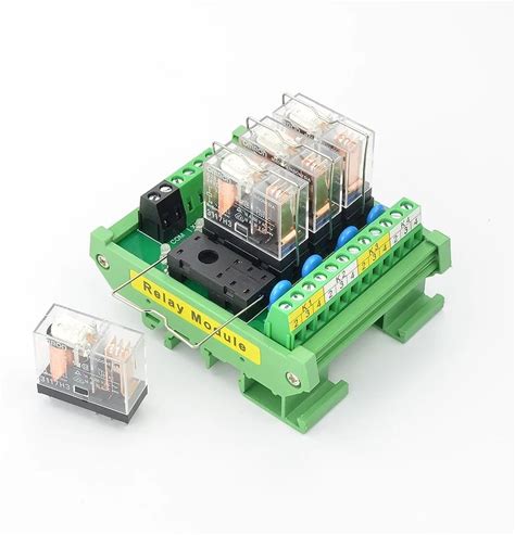 DIN Rail Mount 4 Channels 16A Power Relay Interface Module 1 NO+1NC G2R-1-E Dc12v/24V Relay PLC