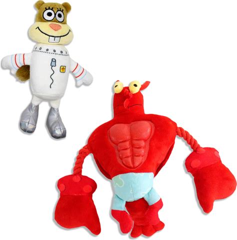 Design LAB Inc. Spongebob Squarepants Officile Merchandise Interactief En Leuk Verzamelbaar Hondenspeelgoed | 2-Pack Larry & Sandy Hondenspeelgoed M