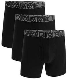 Under Armour 3 Pack Of Men's 6 Inch Performance Cotton Solid Boxers - Black Regular S Male