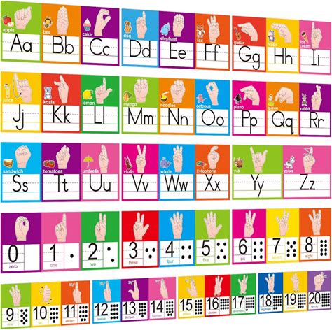 Asl Alphabet Number Line Set Abc Number 0-20 American Sign Language