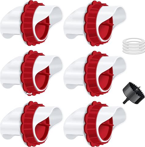 Chicken Feeder, Automatic Chicken Feeder, 6 Ports DIY Gravity Poultry Feeder Kit For Buckets, Barrels, And Tubs