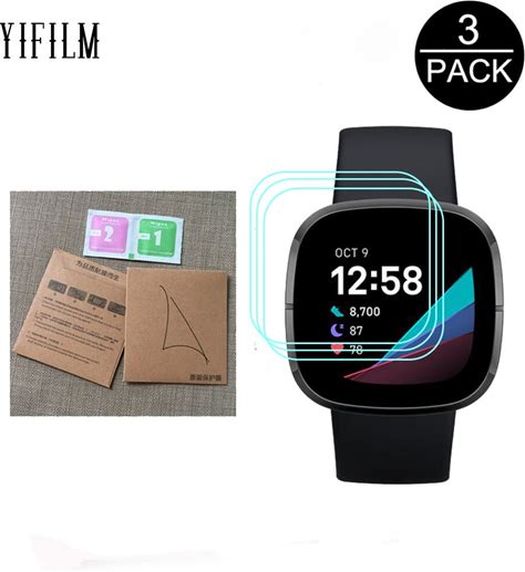 3Pcs For Fitbit Sense Smartwatch Screen Protector Film Ultra Thin Soft TPU Hydrogel HD Clear Film Not Glass Easy To Install