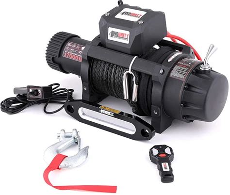 4X4 Offroad Electric Car Winch 17000Lbs 12V With Synthetic Rope Straps 12mm 12V Roof Winch For Pick Up Truck