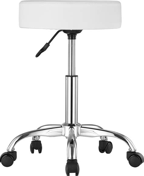 VEVOR Rolling Stool With Wheels 450 Lbs Weight Capacity Round Rolling Stool Chair Height Adjustable Thickened Pu Leather Swivel Stool For Salon Spa