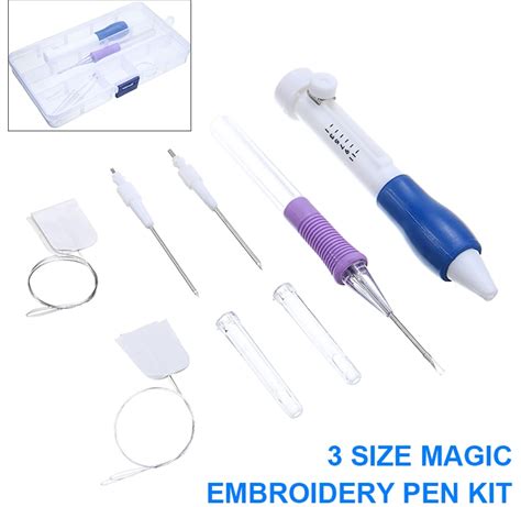 3 Size Magic Embroidery Pen Kit Crafts Punch Knitting Needles Sewing Accessories Russian Punch Needle Stitching With Storage Box