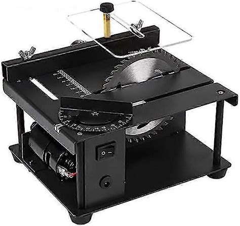 Table Saw, 0-90Angle Adjustable Woodworking Cutting Speed 1000-3000R/Min For Wooden Model Crafts M Black