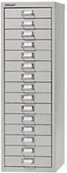 Bisley Steel Multi Drawer Cabinet 15 Drawers 279 X 380 X 860 mm Grey
