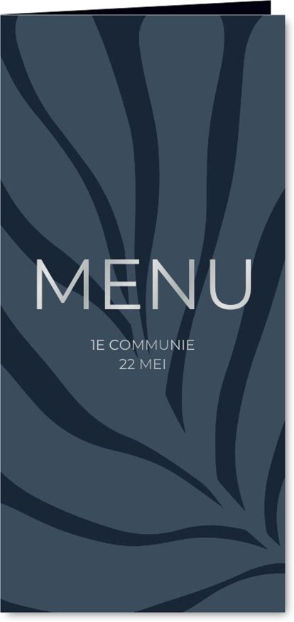 Menukaart Blauw Abstracte Takjes Met Zilverfolie (Proefdruk)