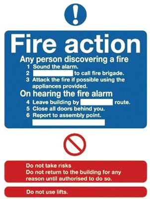 Safety Sign Niteglo Fire Action 300x250mm Self-Adhesive FR03527L