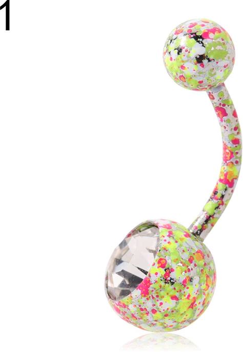 Body Piercing Jewelry Crystal Rhinestone Floral Dangle Button Belly Navel Ring Bar Yellow