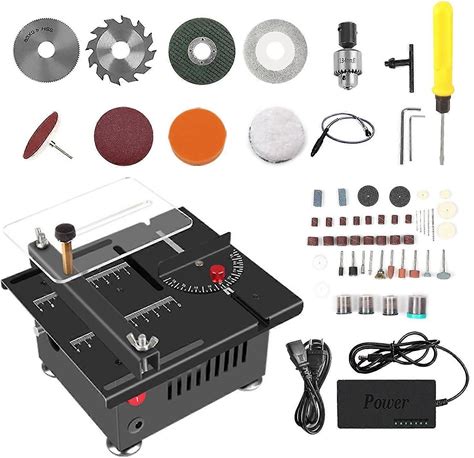 100W Multi-Functional Table Saw Mini Desktop Electric Saw Cutter Speed & Angle Adjustable Liftable B Black EU Plug