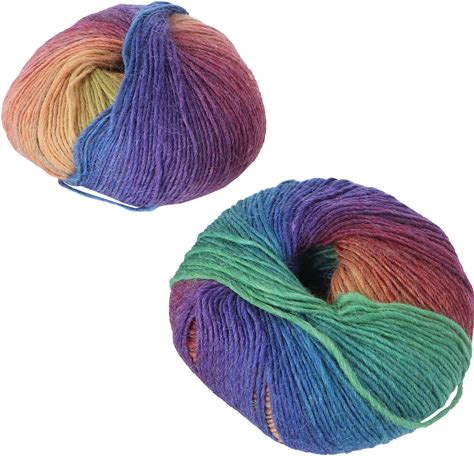 2 Roll Multicolor Yarn Rainbow For Knitting Lovers And Family