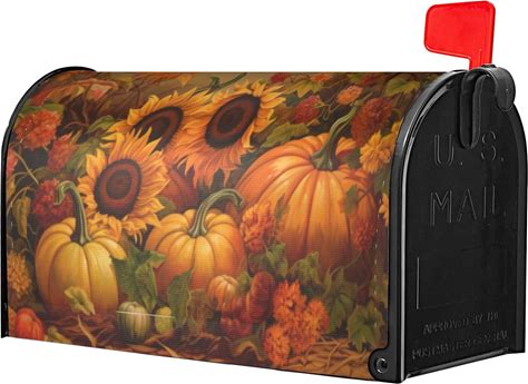Identiy Mailbox Covers Magnetic Standard Size Fall Pumpkins Sunflowers Magnetic Mailbox Covers 18""X21"" Thanksgiving Autumn Harvest Mailbox Cove