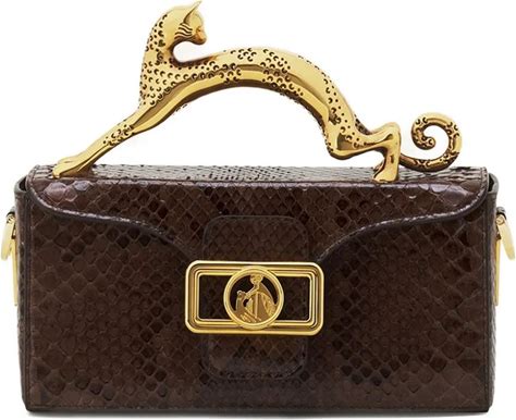 Lanvin Mini Python Cat Handle Bag - Brown