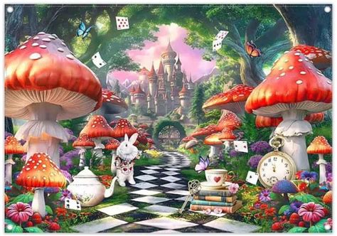 7x5ft Custom Fairy Tale Themed Background With Castle Rabbit Mushroom For Photo Shoots And Events In Stock
