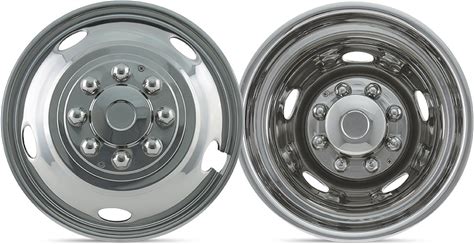 Mr Lugnut WS317D8-4 Stainless Steel 17 in. Wheel Simulators For Dodge Trucks, Top Lug Install Dually Set [8 Lug]